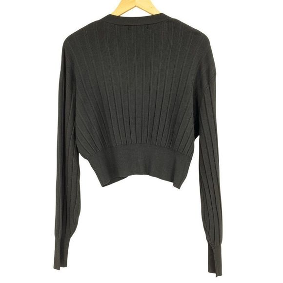 Womans Blue Blush Crop Sweater Cardi Black Size Large 0262 NWT Long Sleeve - Picture 6 of 9